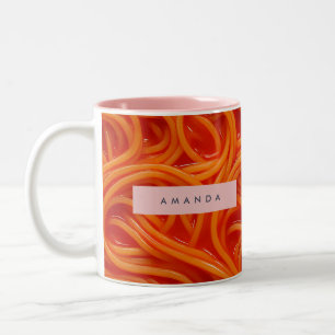 Personalisierte Spiel-Spaghetti in Tomatensauce Zweifarbige Tasse