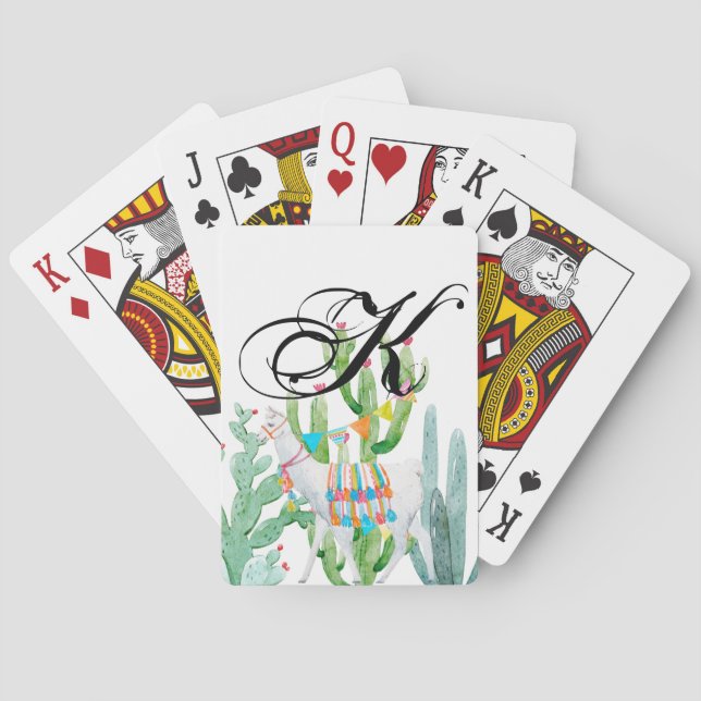 Personalisierte Spielkarten Boho Llama Bohemisch C (Rückseite)