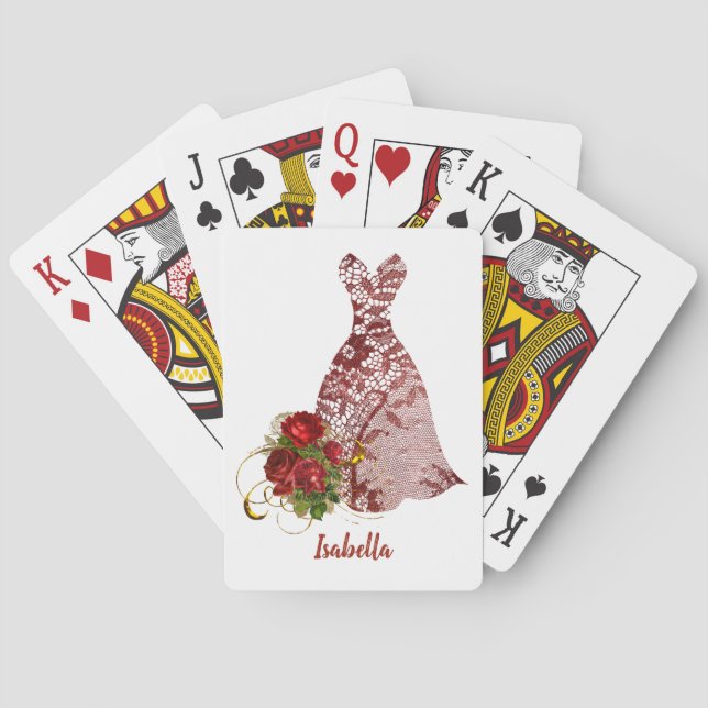 Personalisierte Spielkarten für eine Bridesmaid (Rückseite)
