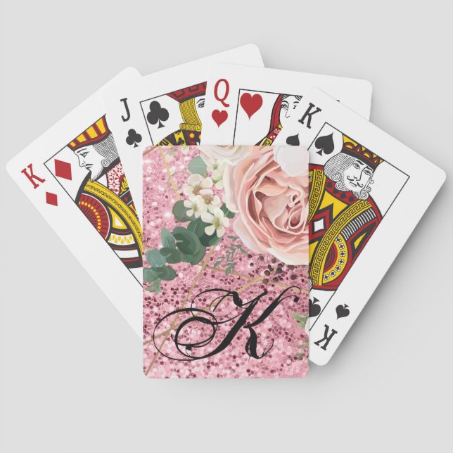 Personalisierte Spielkarten Rose Geometrischer Gar (Rückseite)