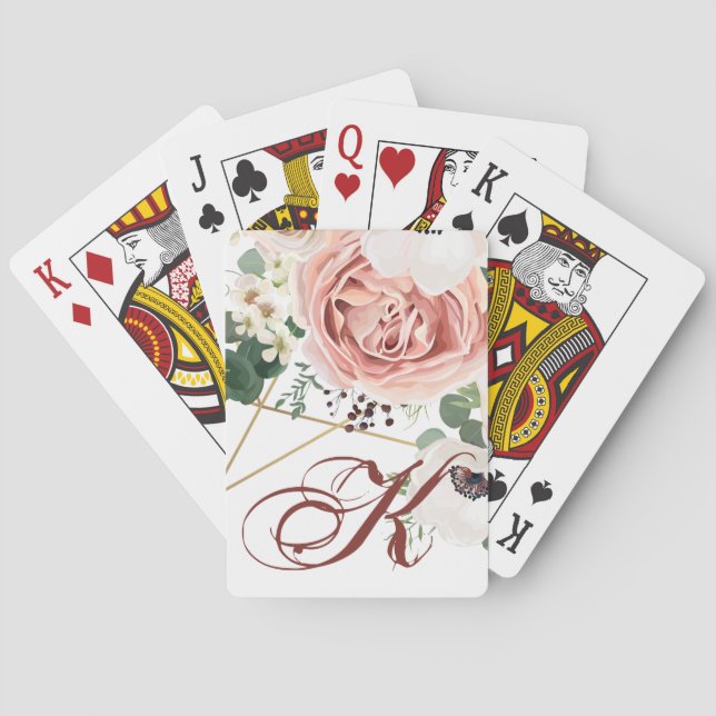 Personalisierte Spielkarten Rose Geometrischer Gar (Rückseite)