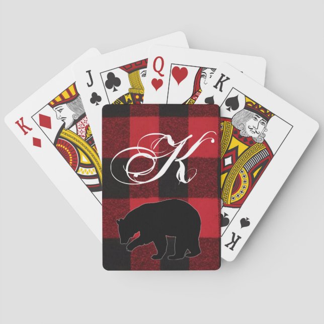 Personalisierte Spielkarten Roter Buffalo Karierte (Rückseite)