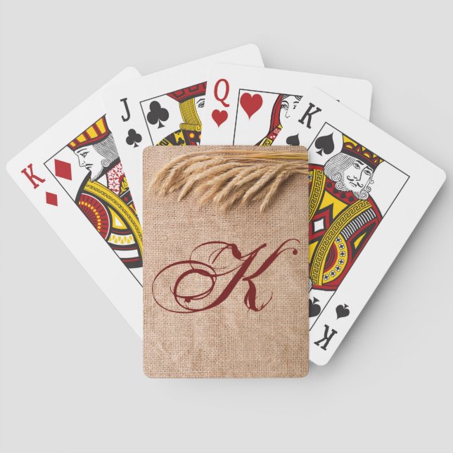 Personalisierte Spielkarten Weiße auf Burlap Sack  (Rückseite)