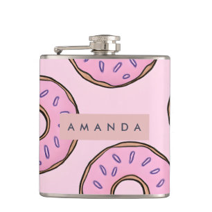 Personalisierte Spielzeug-Pastell-Rosa Donut Flachmann