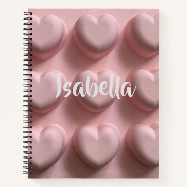 Personalisierte Spirale aus rosa Herzen Notizbuch (Vorderseite)