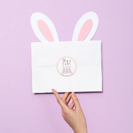 Personalisierte Spitzen-Bunny-Osterkleber Runder Aufkleber