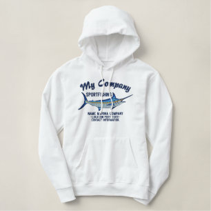 Personalisierte Sport-Fischen-blauer Bestickter Hoodie