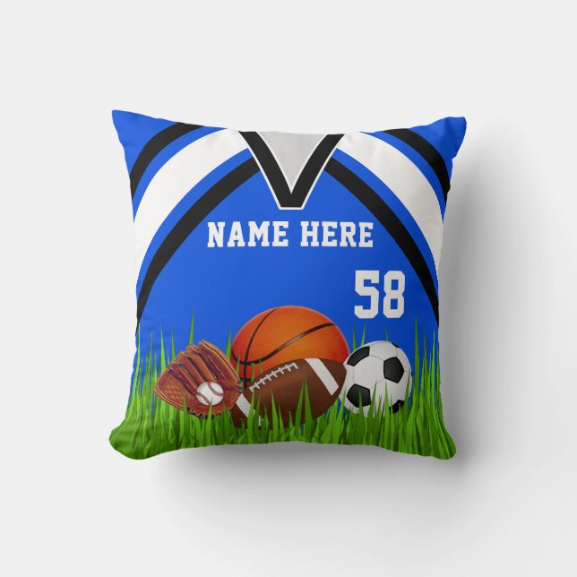 Personalisierte Sportthrow-Kissen Ihre Namenszahl Kissen (Vorderseite)