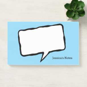 Personalisierte Sprechblase blaue Post-it® Notizen