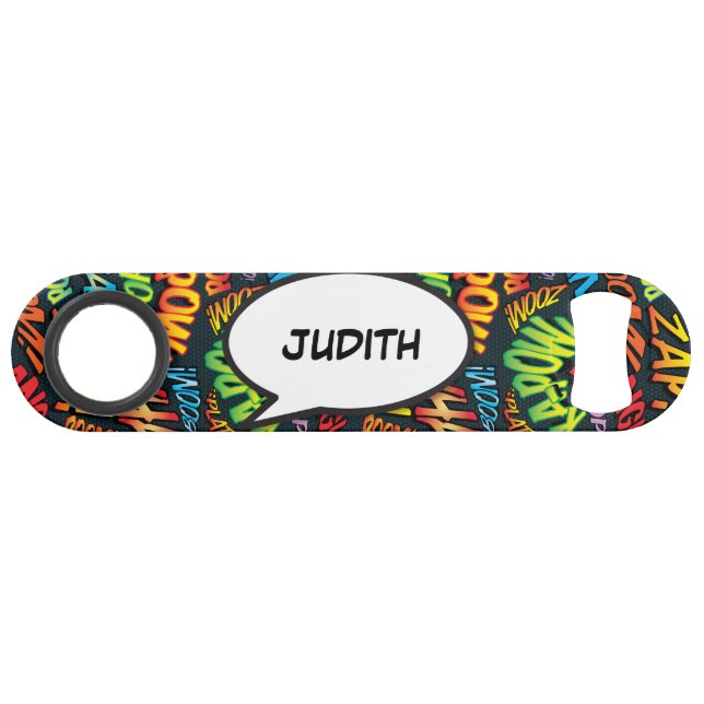 Personalisierte Sprechblase Spaß Retro Comic Buch Speedflaschenöffner (Vorderseite (Horizontal))