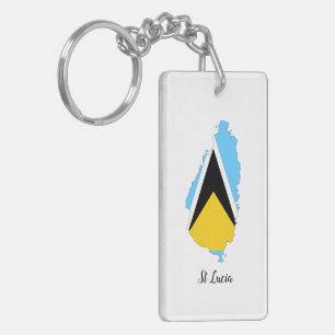 Personalisierte St Lucia Flag Karte Schlüsselanhän Schlüsselanhänger