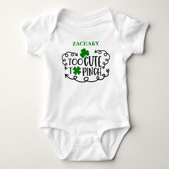 Personalisierte St Patricks zu Niedlich zum Pinch Baby Strampler (Vorderseite)