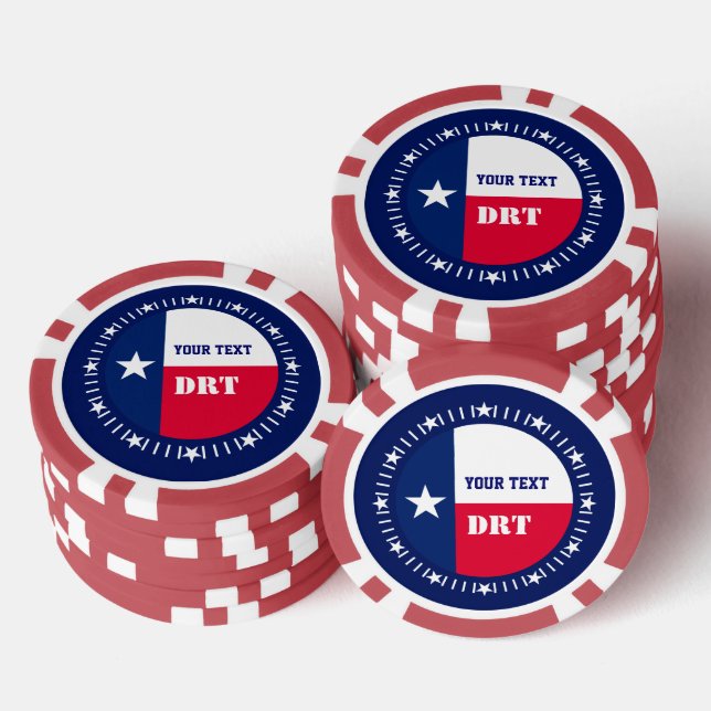 Personalisierte Staatsflagge in Texas Pokerchips (Stapel)