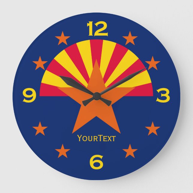 Personalisierte Staatsflagge von Arizona Große Wanduhr (Vorderseite)