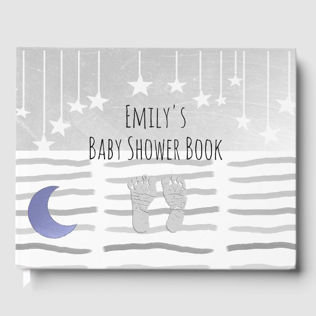 Personalisierte Star- und Moon Themed Kinderdusche Gästebuch (Vorderseite)