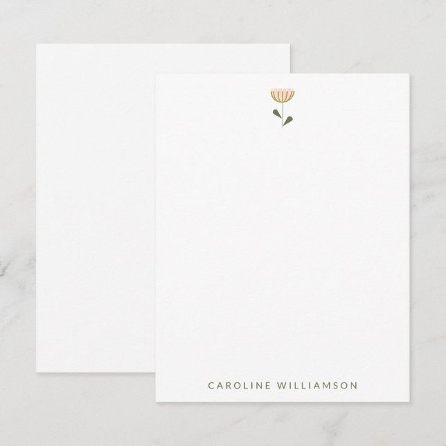 Personalisierte Stationery Minimalistisch floral S Mitteilungskarte (Vorne/Hinten)