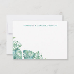 Personalisierte Stationery Tropical Greenery Mitteilungskarte
