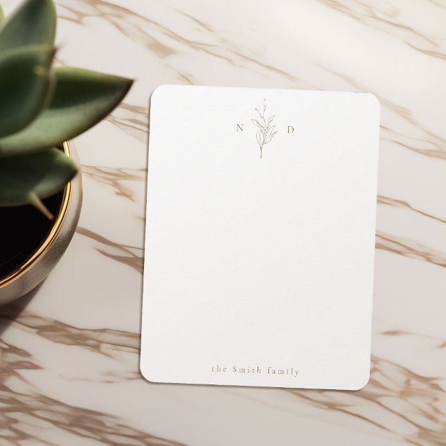 Personalisierte Stationierung aus Gold, botanisch Mitteilungskarte (Gold botanical monogram personalized Stationery Note Card)