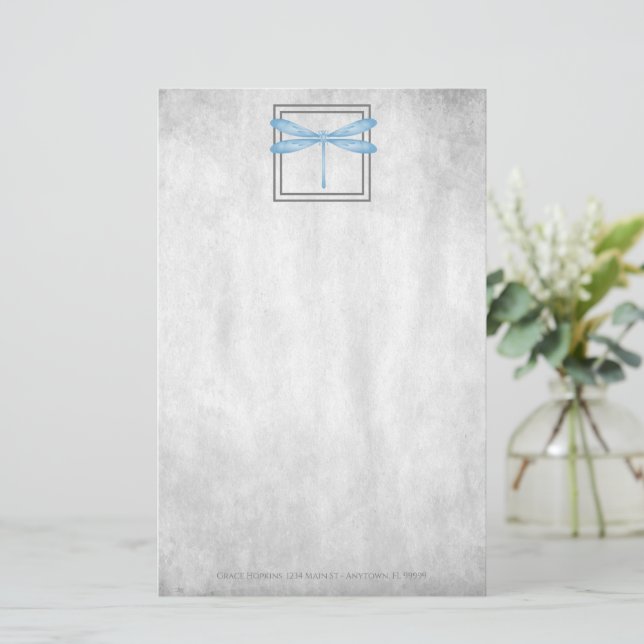 Personalisierte Stationierung der Blauen Libelle Briefpapier (Stehend Vorderseite)