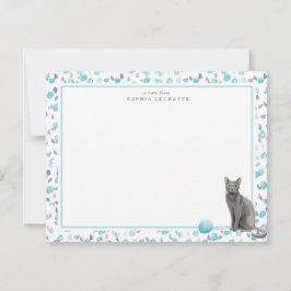 Personalisierte Stationierung von Blue Russian Cat Mitteilungskarte