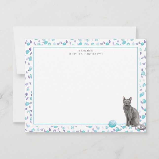 Personalisierte Stationierung von Blue Russian Cat Mitteilungskarte (Vorderseite)