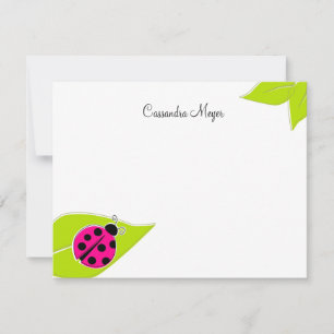Personalisierte Stationierung von Pink Ladybug Mitteilungskarte