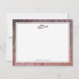 Personalisierte Stationierung von Vintagen Fischen Mitteilungskarte