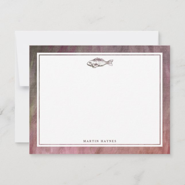 Personalisierte Stationierung von Vintagen Fischen Mitteilungskarte (Vorderseite)