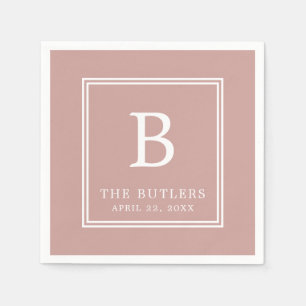 Personalisierte staubige Rose/Blush-Hochzeitspapie Serviette