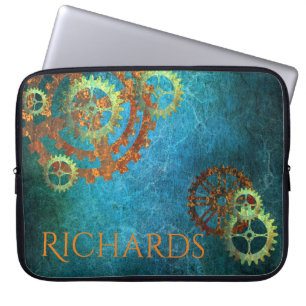 Personalisierte Steampunk-Rusty Gears Laptopschutzhülle