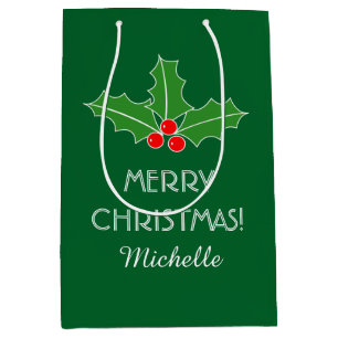 Personalisierte Stechpalme der frohen Weihnachten Mittlere Geschenktüte