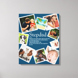 Personalisierte Stepdad Definition 9 Foto Blau Leinwanddruck