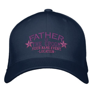 Personalisierte Sterne Vater des Grooms in Rosa Bestickte Baseballkappe