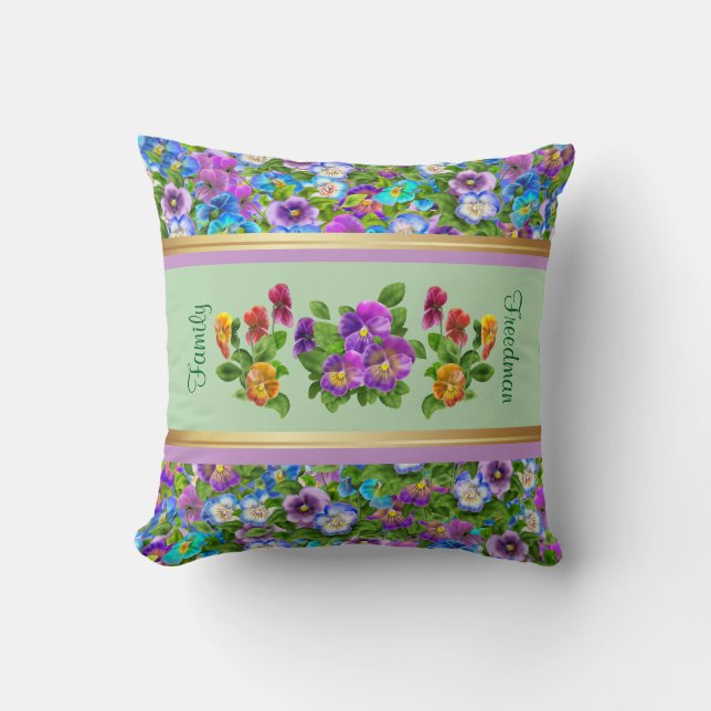 Personalisierte Stiefmütterchen-Veilchen-Blumen-Lä Kissen (Vorderseite)