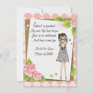 Personalisierte Stilftige Girl Graduation Einladun Einladung