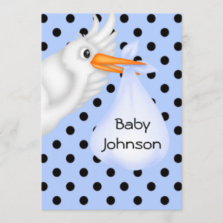 Personalisierte Stork Baby Boy Dusche Einladung