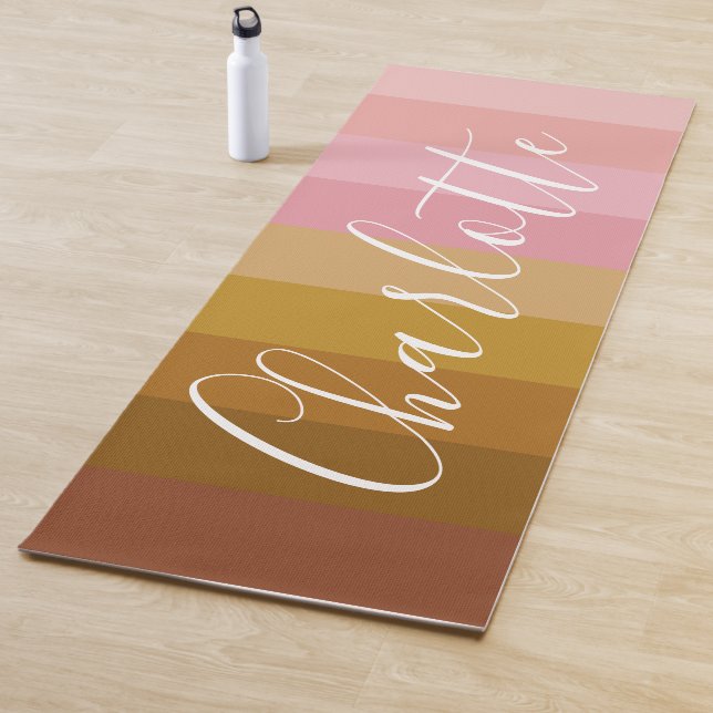 Personalisierte strahlende rosa Erdtöne Streifen Yogamatte (Beispiel)