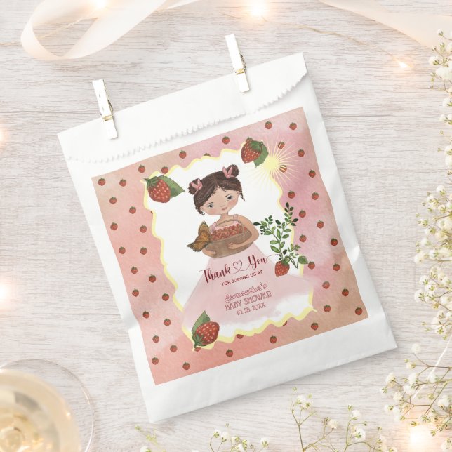 Personalisierte Strawberry Baby Dusche Goodie Bag Geschenktütchen (Ausgeschnitten)