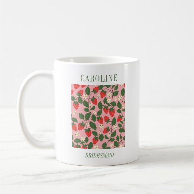 Personalisierte Strawberry Bridesmaid Vintag Kaffeetasse (Links)