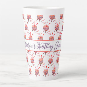 Personalisierte Strick-Sprüche mit Wollknäueln Milchtasse