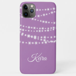 Personalisierte String Lights auf lila iPhone Case