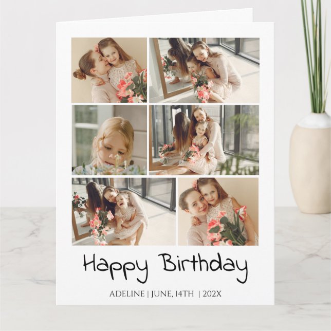 Personalisierte Stylish Simple Birthday Foto Colla Karte (Vorderseite)