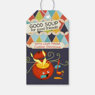 Personalisierte Suppe in einem Glas Rezepte Anleit Geschenkanhänger