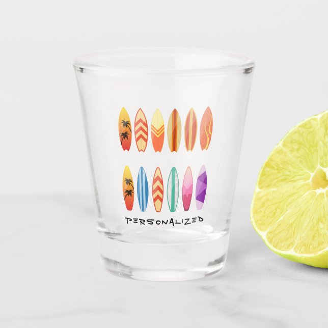 Personalisierte Surfbretter Shotglas Schnapsglas (Vorderseite)
