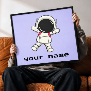 Personalisierte süße Astronauten-Leinwand-Wandkuns Leinwanddruck