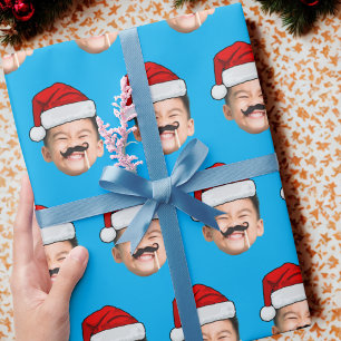 Personalisierte süße Familien-Gesicht Weihnachtsma Geschenkpapier