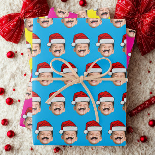 Personalisierte süße Familien-Gesicht Weihnachtsma Geschenkpapier Set