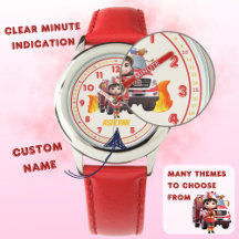 Personalisierte süße Feuerwehrmädchen-Uhr für Mädc