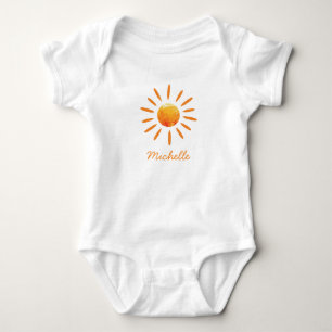 Personalisierte süße gelbe orange Sonne Boho-Sonne Baby Strampler