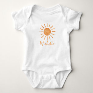 Personalisierte Süße Gelbe Orange Sonnenschein Boh Baby Strampler